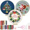 Christmas Embroidery Kit for Adult Beginners, 3 Sets Embroidery Stitch Practice kit Include Embroidery Cloth Hoops Threads for Craft Lover Hand Stitch